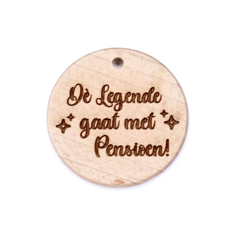 Beuken houten schijfje de legende gaat met pensioen gegraveerd voor sleutelhanger groothandel kralenpen sleutelhanger DIY