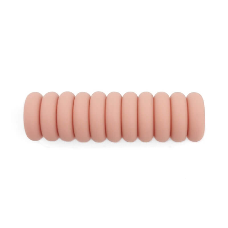 Siliconen kralen mini abacus 12 x 4 mm poeder nude speenkoord bijtring groothandel