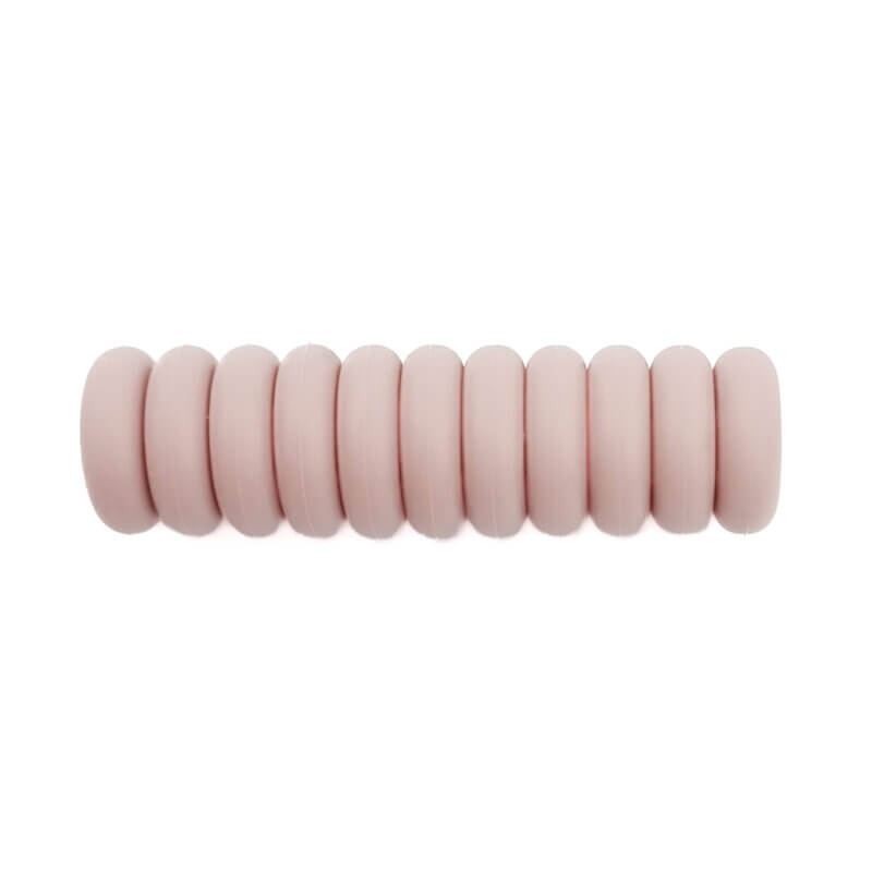Siliconen kralen mini abacus 12 x 4 mm pale rose speenkoord bijtring groothandel