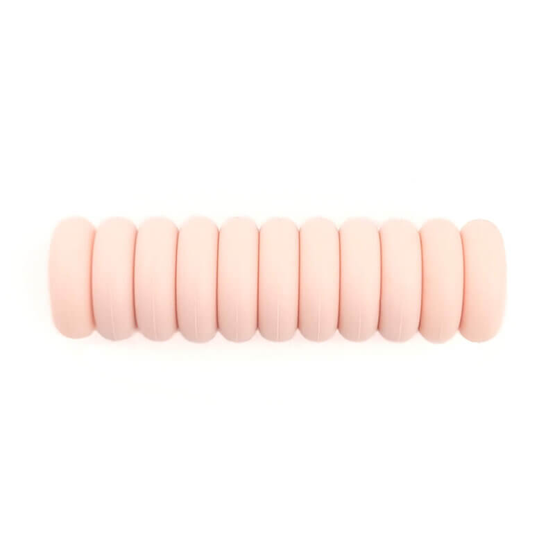 Siliconen kralen mini abacus 12 x 4 mm licht perzik speenkoord bijtring groothandel