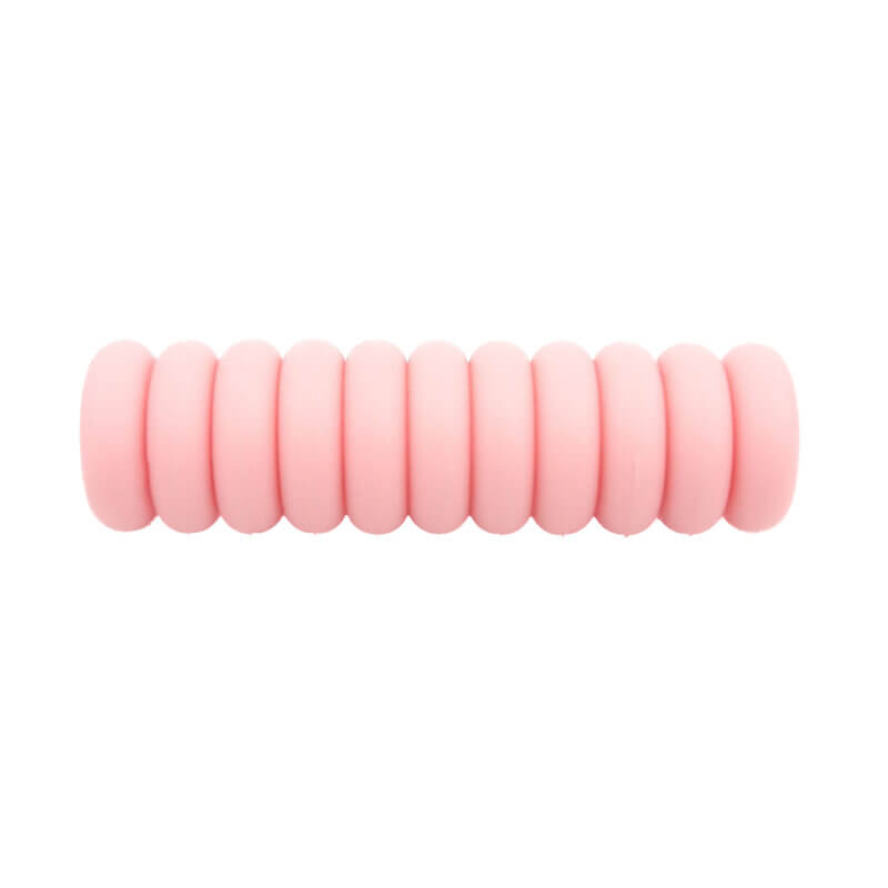 Siliconen kralen mini abacus 12 x 4 mm perzik roze speenkoord bijtring groothandel