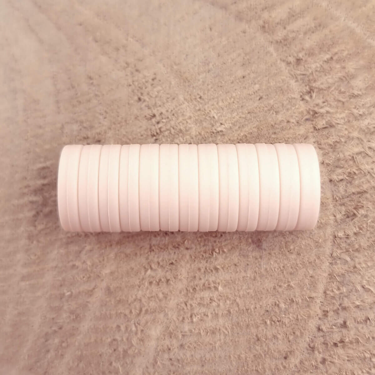 Silicone beads mini circlet 14 x 3 mm ivory pacifier cord teething ring wholesale
