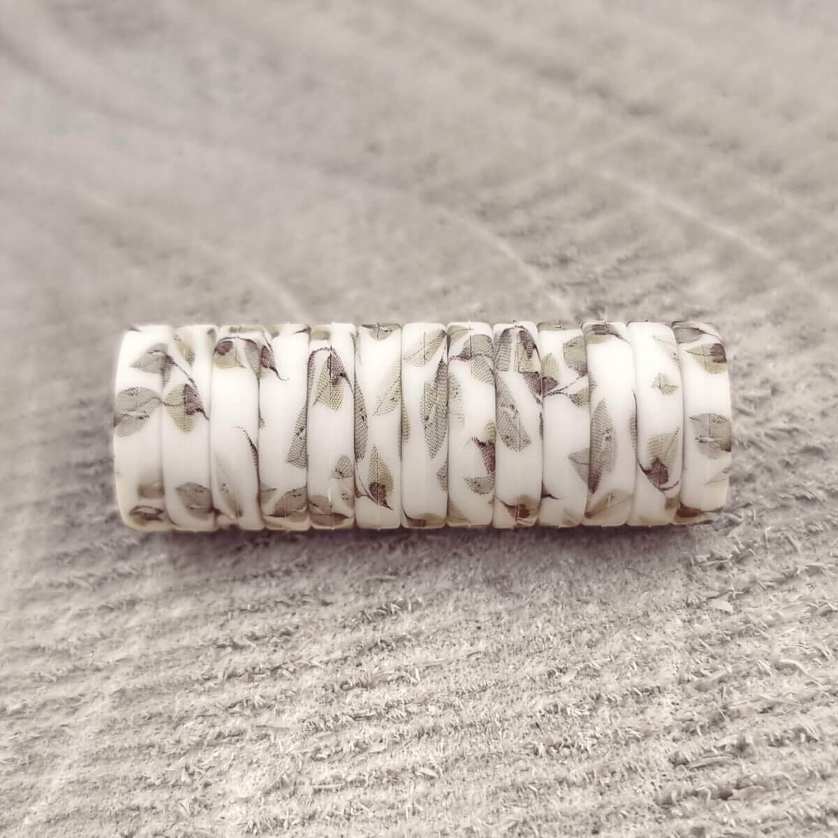 Silikon Perlen Mini Circlet 14 x 3 mm Wüste Salbei Druck Schnuller Schnur Beißring Großhandel