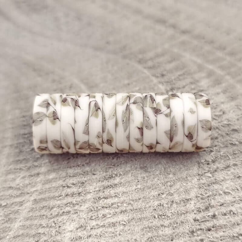 Silikon Perlen Mini Circlet 14 x 3 mm Wüste Salbei Druck Schnuller Schnur Beißring Großhandel
