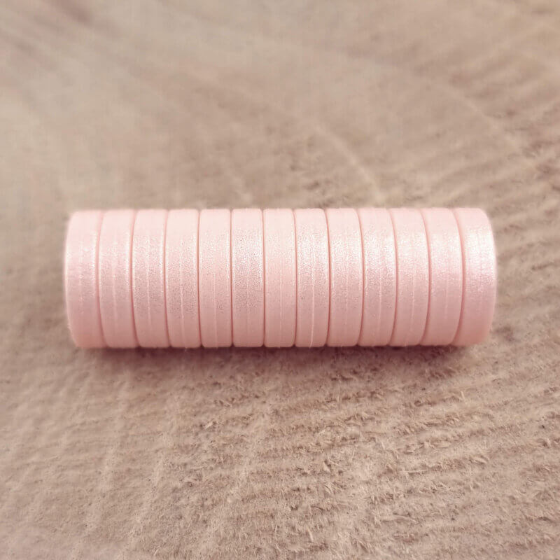 Siliconen kralen mini circlet 14 x 3 mm licht perzik parel print speenkoord bijtring groothandel