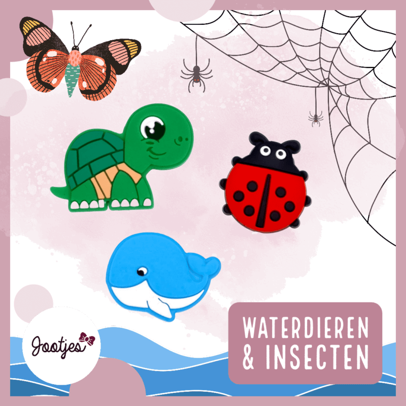 Siliconen kralen - Waterdieren & Insecten Groothandel bpa vrij speenkoord bijtring