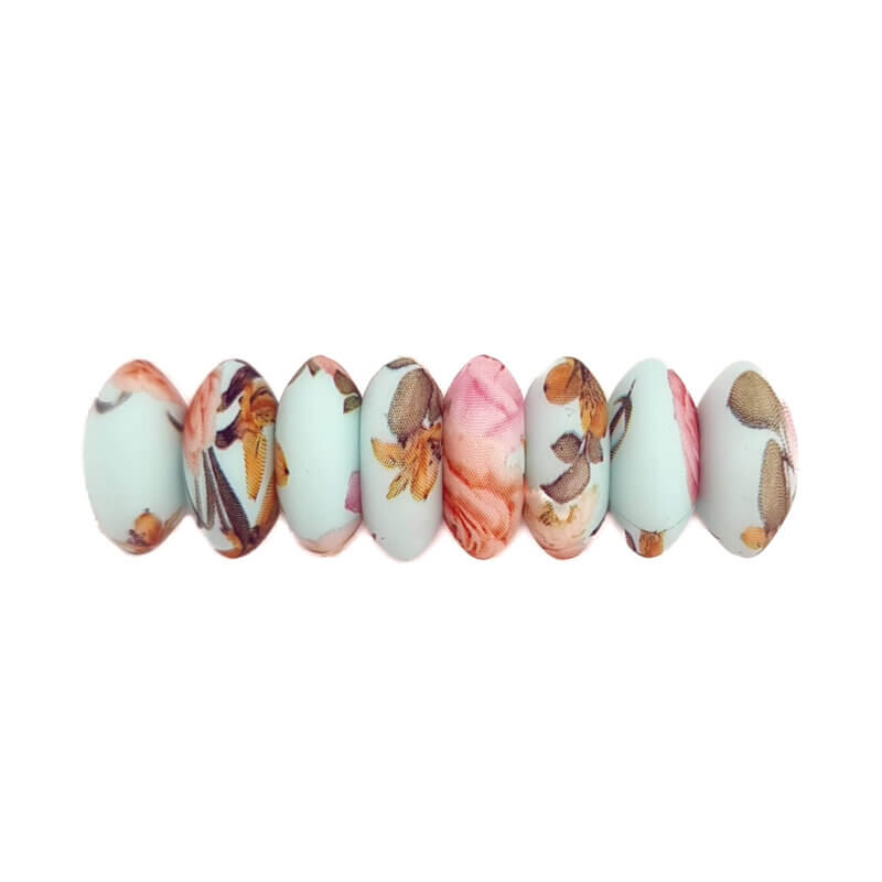 Siliconen kralen - Ovaal - 12 mm - Rock 'n Roses Print