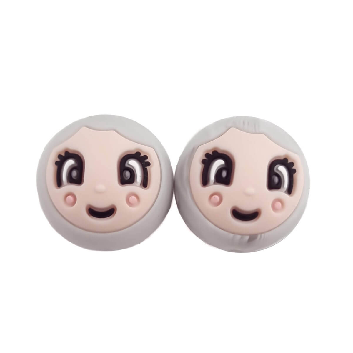 Exclusively at Jootjes Crochet Gifts: - Color:Granny/Girlfriend/Wife Astilbe/Marble Gray
- Type: Silicone beads Lucky dolls
- Size: 20 mm
- Color: Face: Astilbe (our own developed color), Hair: Marble Gray
- Registered Design by Jootjes®
- Sold individually, nowhere cheaper
- BPA-, Phthalates-, Lead-, PVC- and Poison-free
- Suitable for CE certified end product
- Medical grade silicone beads
- Chillable in the refrigerator
- Dishwasher safe Jootjes Haakcadeautjes
