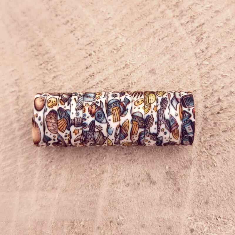 Silikonperlen - Mini-Ring - 14 x 3 mm - Galaxy-Druck