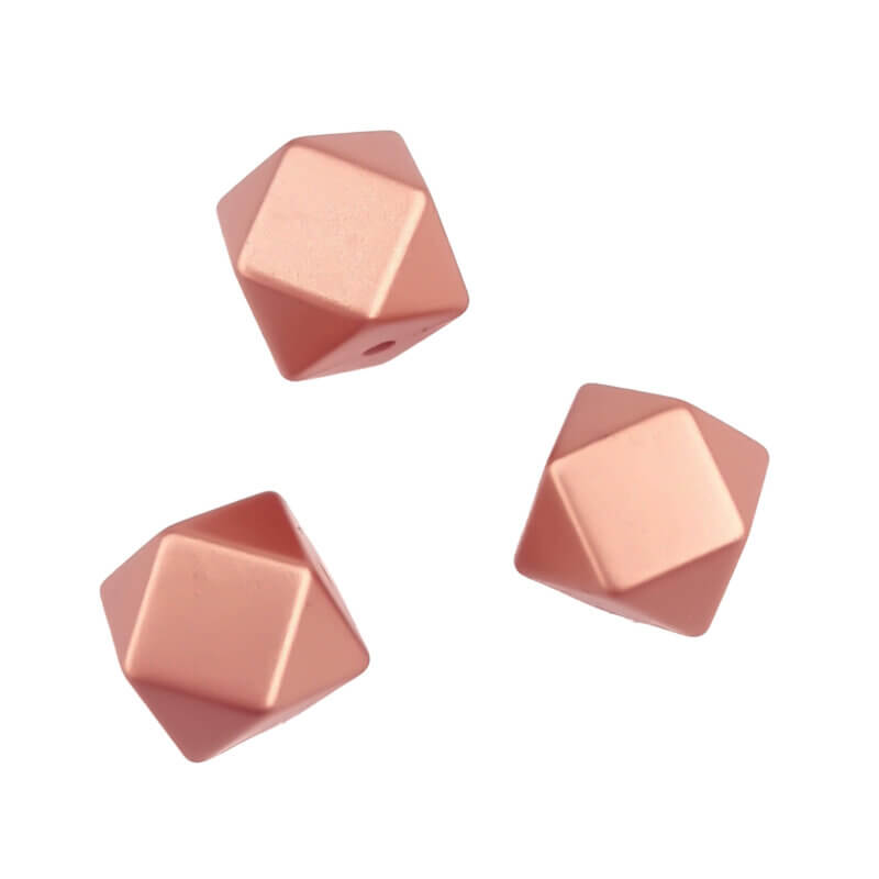 Siliconen kralen - Hexagon - 14 mm - Rose Gold Nugget