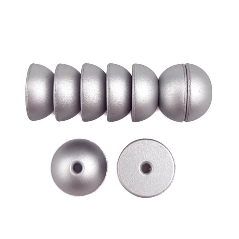 Siliconen kralen 12 mm - Halve Bollekes - Silver Nugget Print