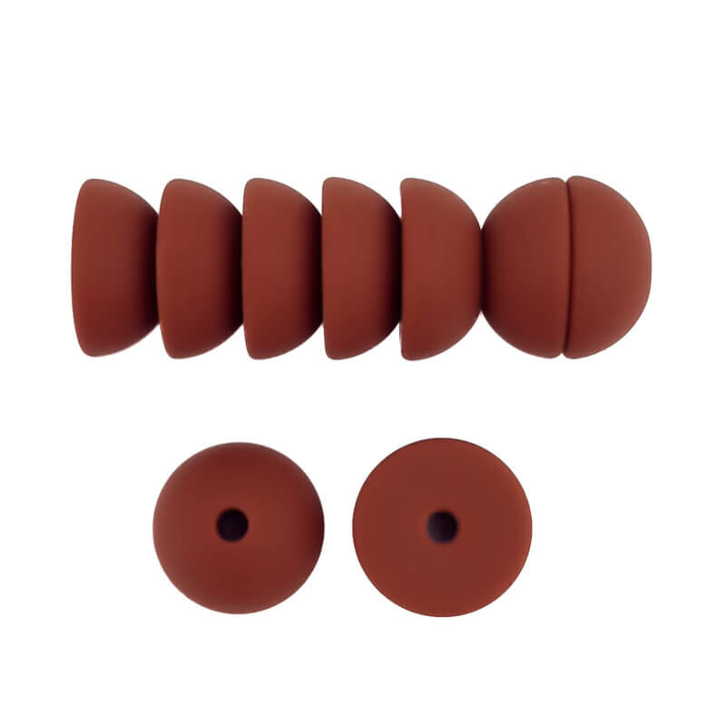 Siliconen kralen 14 mm - Halve Bollekes - Kastanje