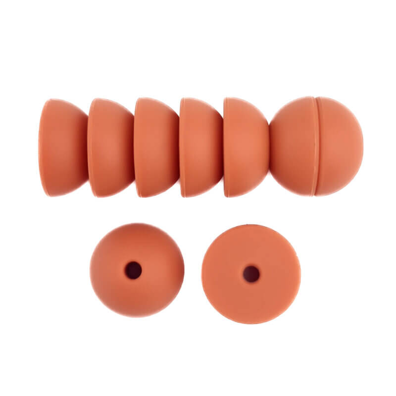 Siliconen kralen 14 mm - Halve Bollekes - Terracotta