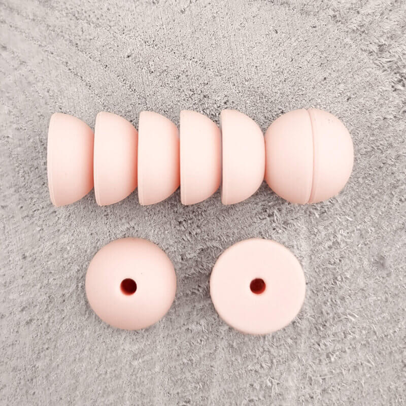 Siliconen kralen 14 mm - Halve Bollekes - Licht Perzik
