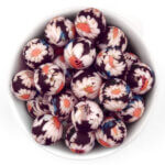 Silicone beads 16 mm - Round - Daisy on Black Print - Image 2