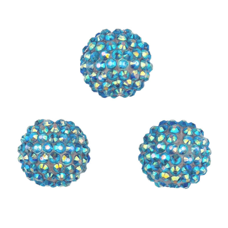 Acryl-Perlen mit Steinen - 20 mm - Teal