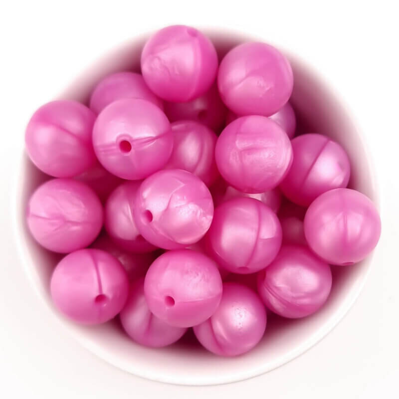 Siliconen kralen 20 mm - Rond - Metallic Magenta