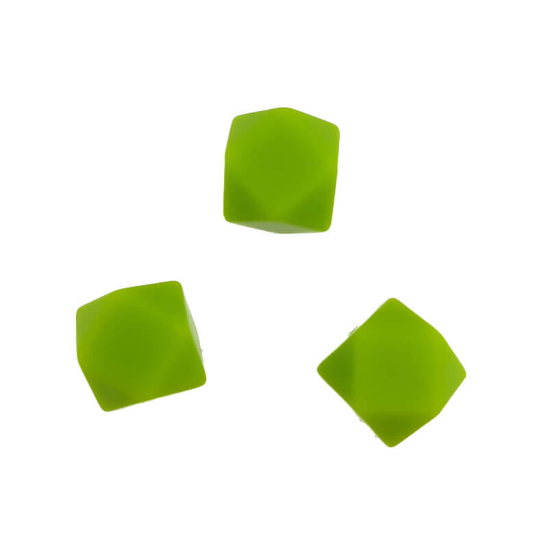 Siliconen kralen - Hexagon - 14 mm - Papegaai groen