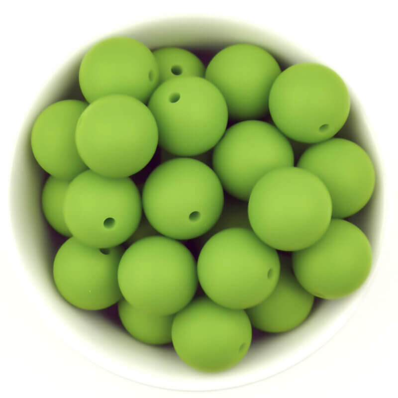 Siliconen kralen 20 mm - Rond - Papegaai groen