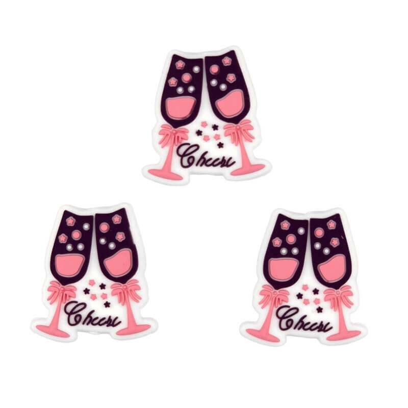 Siliconen Kraal - Cheers Glas / Proost – Perzik Roze