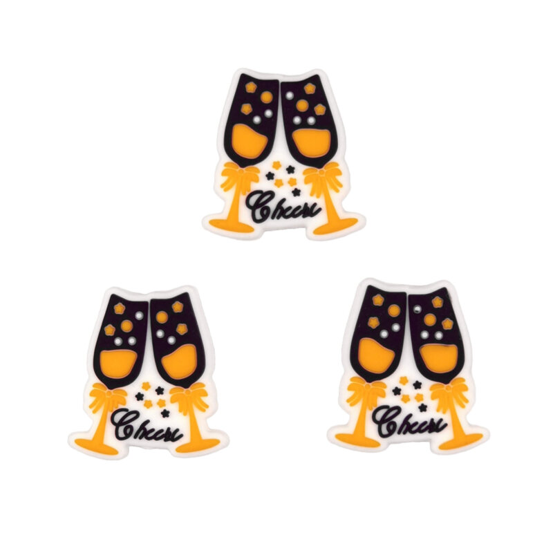 Siliconen Kraal - Cheers Glas / Proost – Oker Geel