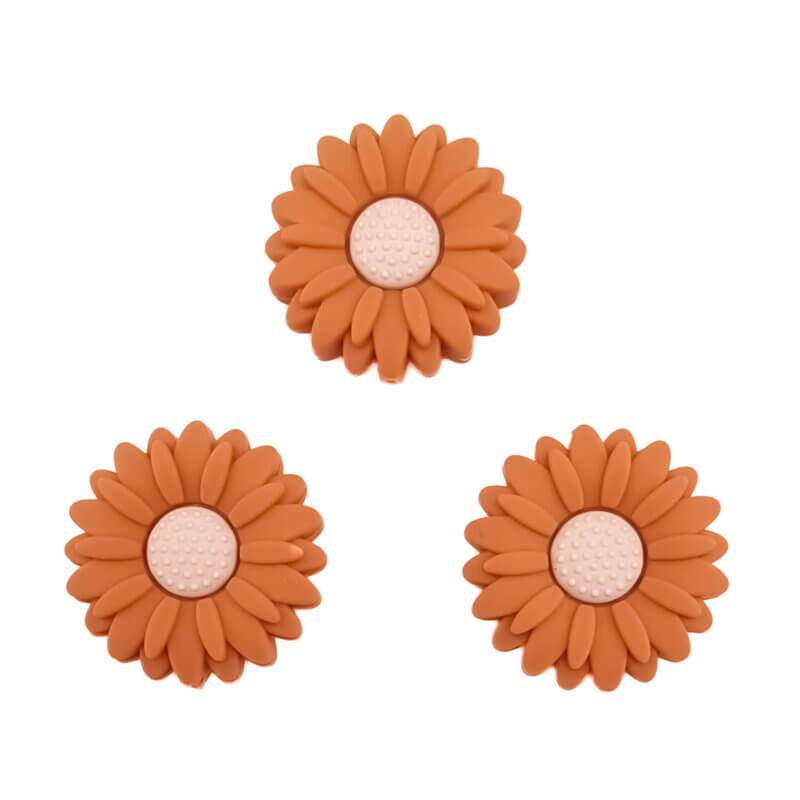 Silikonperle - Blume/Gänseblümchen - 20 mm - Terracotta/Astilbe