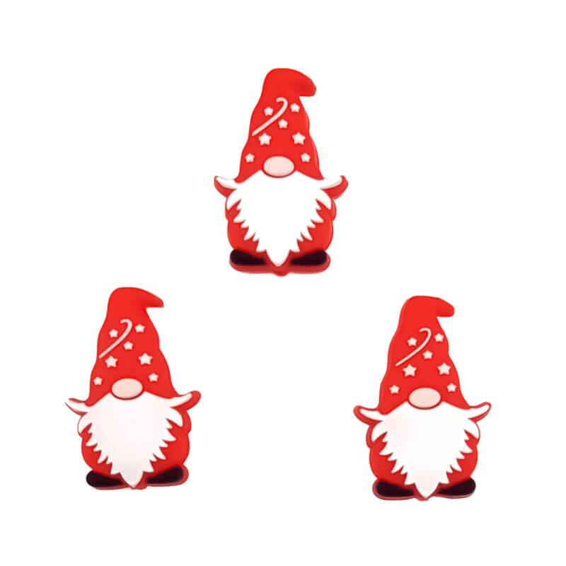 Silicone Beads - Gnome / Garden Gnome - Fireman Red