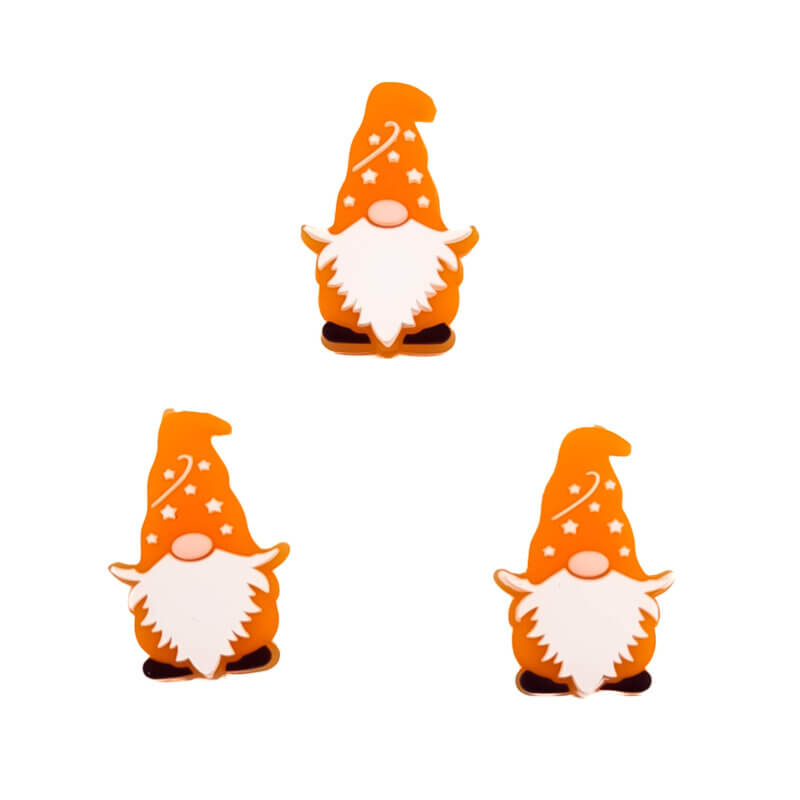 Silicone beads - Gnome / Garden gnome - orange