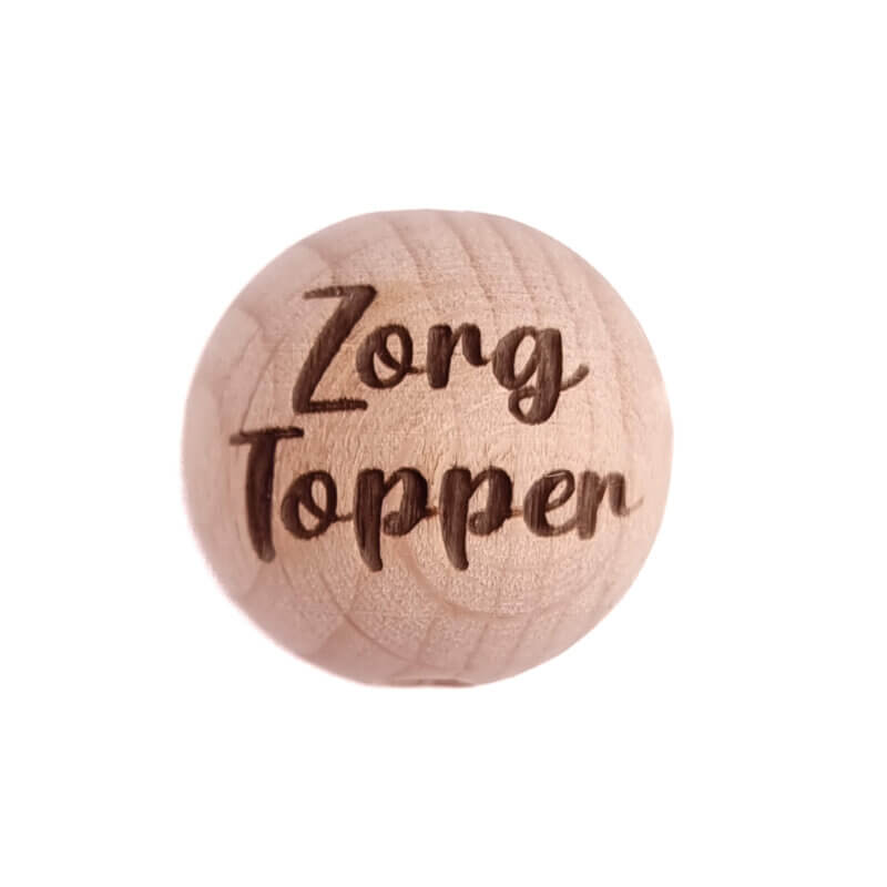 Houten kraal - Gegraveerd - Beukenhout - Zorgtopper Type 2 - 20mm