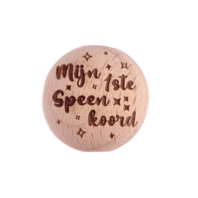 Houten kraal - Gegraveerd - Beukenhout - Mijn 1e Speenkoord - 20mm