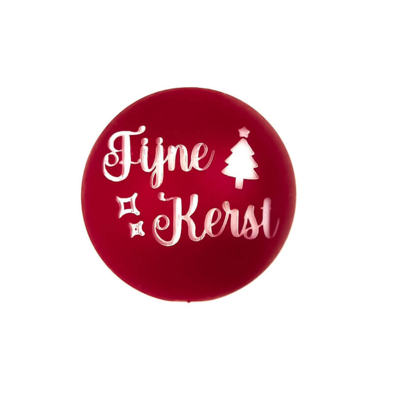 Siliconen Kraal - Gegraveerd - Fijne Kerst- Red Nugget