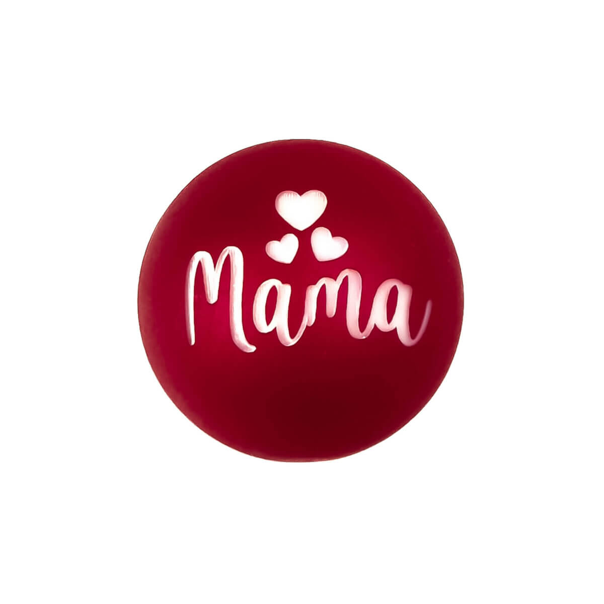 <ul> <li>Speciale custom made siliconen kralen - 20 mm - Mama - Red Nugget</li> <li>Deze kralen worden gemaakt met een speciale unieke productietechniek!</li> <li>Kleur red Nugget</li> <li>Gegraveerd met tekst Mama!</li> <li>Gat van boven naar beneden</li> <li>Hoge kwaliteit baby veilig siliconen</li> <li>Veilig volgens EN-71 chemische testen!</li> </ul> Perfect voor het gebruik op onze wijnstoppers, sleutelhangers, flesopeners, jashangers en meer. Jootjes Haakcadeautjes