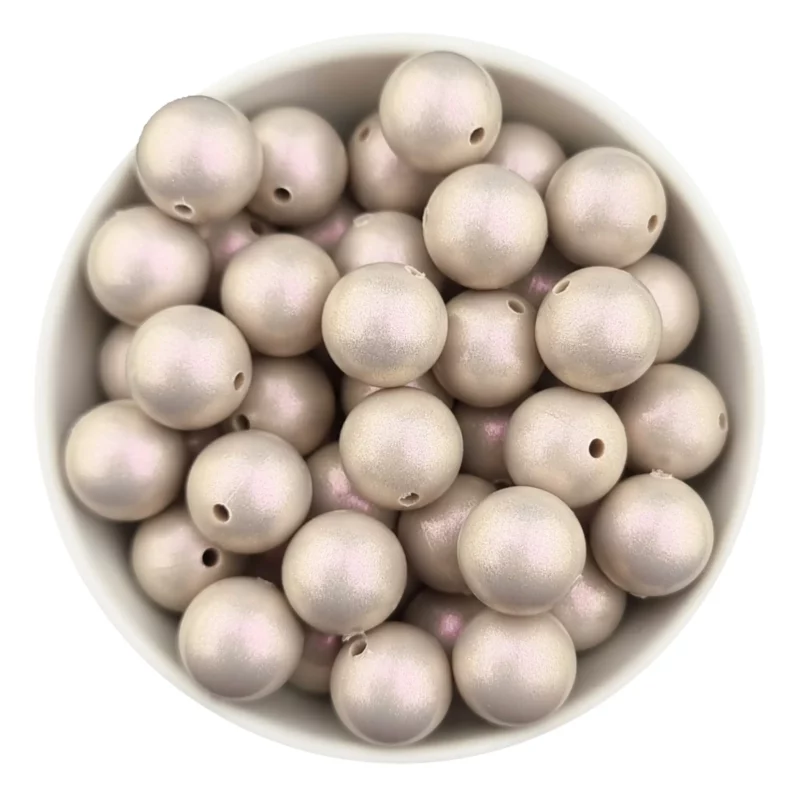 Siliconen kralen 12 mm - Rond - Taupe Parel Print
