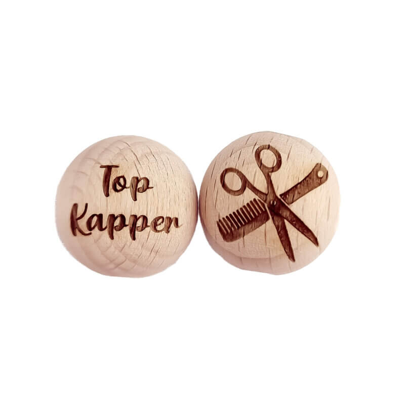 Houten kraal - Gegraveerd - Beukenhout - Top Kapper - 20mm