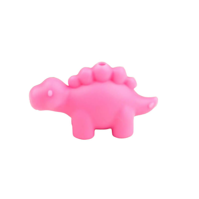 Siliconen Kraal - 3D - Stegosaurus - Roze