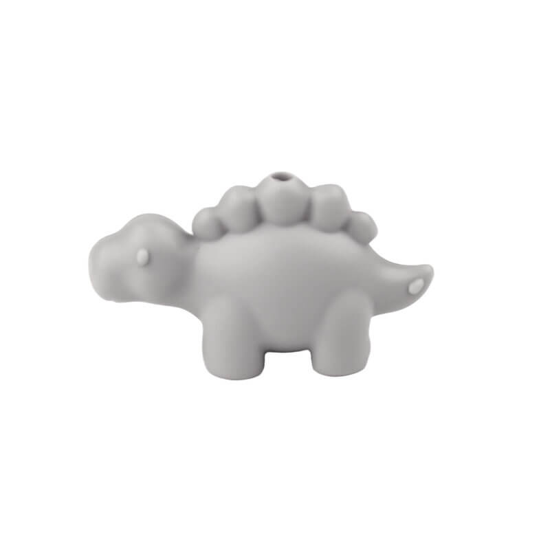 Siliconen Kraal - 3D - Stegosaurus - Grijs