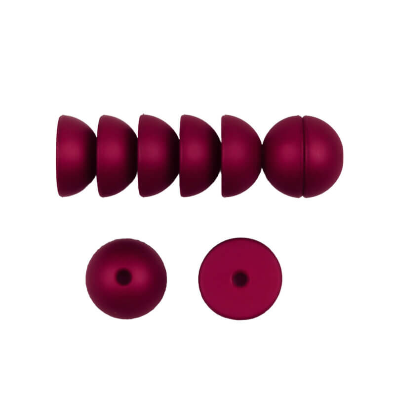 Siliconen kralen 14 mm - Halve Bollekes - Red Nugget