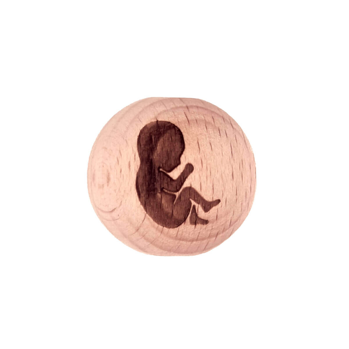 Houten kralen gegraveerd baby buik 20 mm beuken