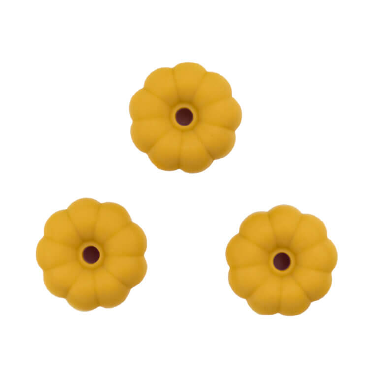 Perles en Silicone Grossiste Citrouille Sucette Anneau de Dentition Porte Clé Ocre Jaune