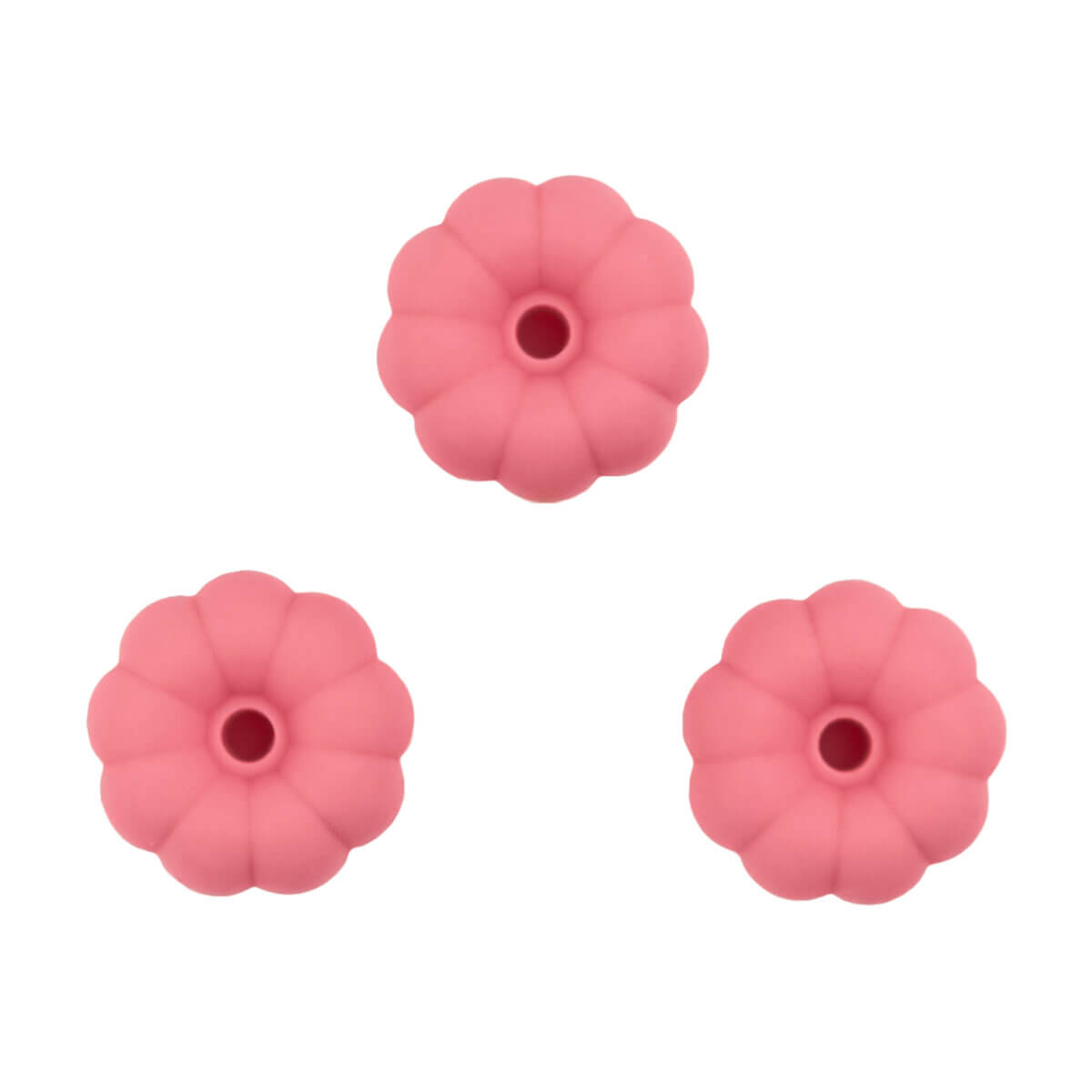 Silicone Beads Wholesale Pumpkin Pacifier Cord Teething Ring Keychain Powder Pink
