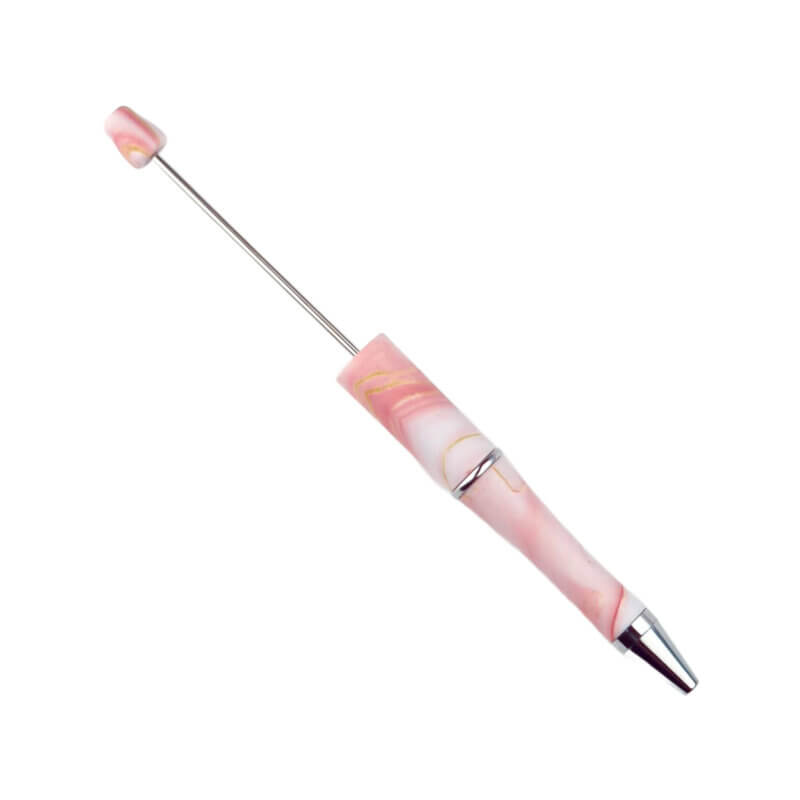 Kralenpen - Juffen Cadeau - Marmer Diep Roze - Per 3 stuks