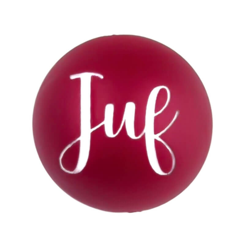 Siliconen Kraal – Gegraveerd – Red Nugget – Juf – 20 mm