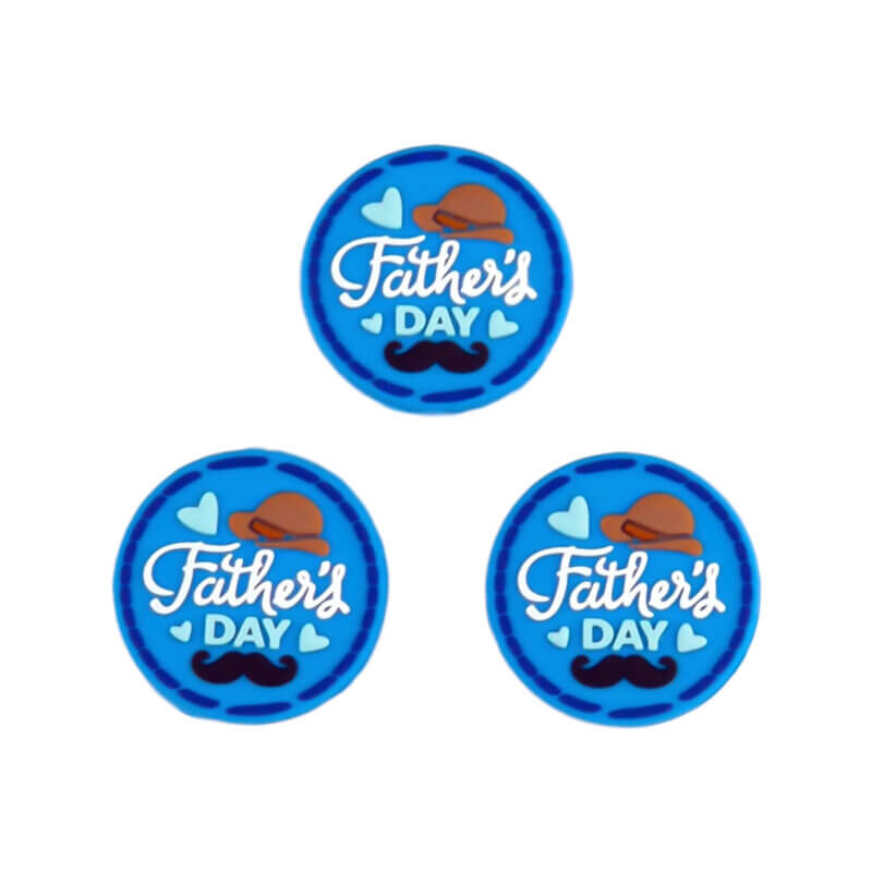 Siliconen kralen Fathers Day rond Blauw Groothandel