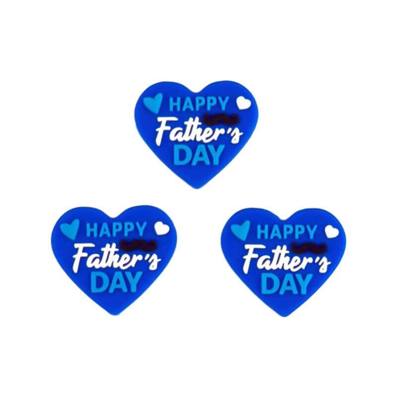Siliconen kralen Happy Fathers Day hart Blauw Groothandel