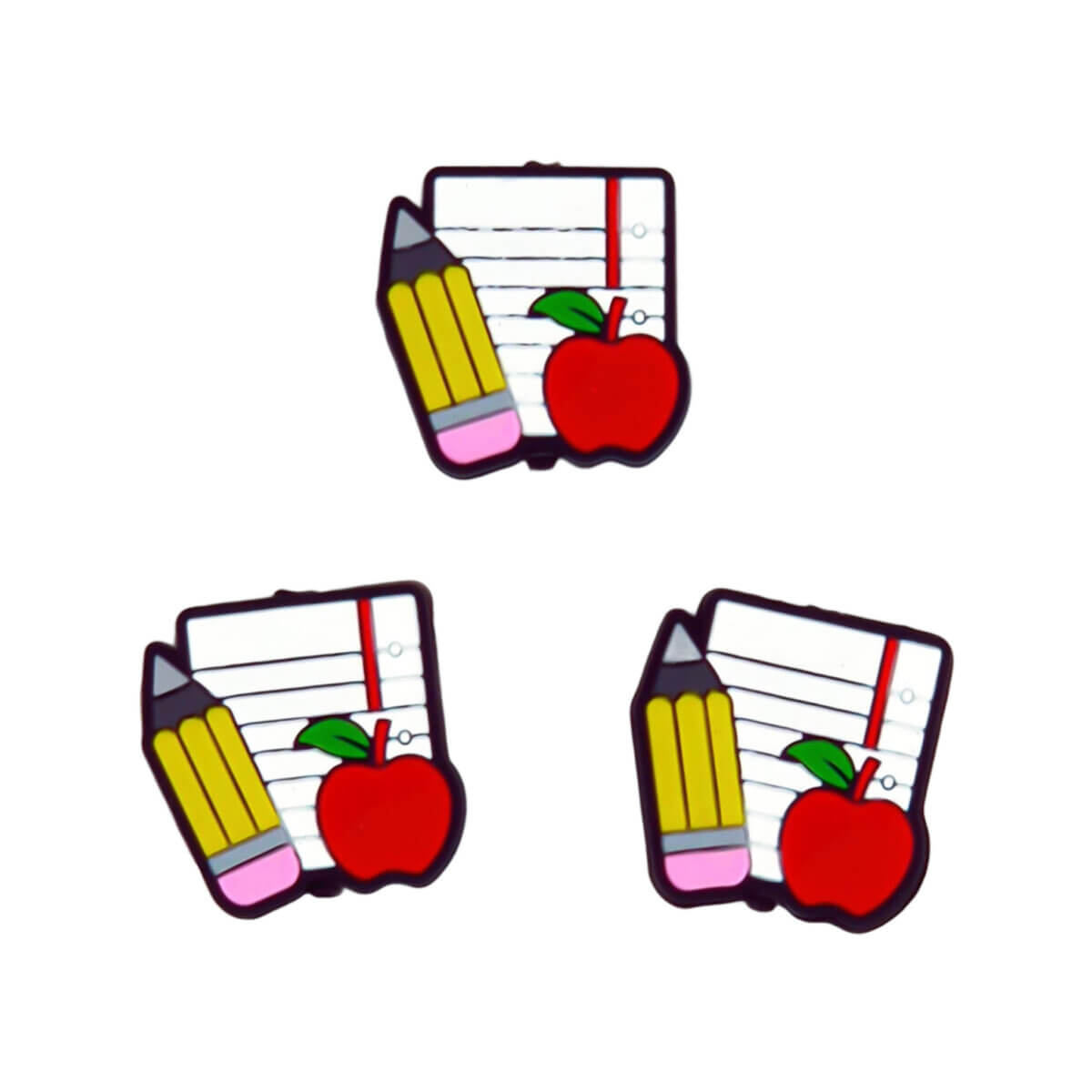 - Type: Siliconen kralen Notitiepapier / Appel / Potlood - Formaat: circa 2x3 cm - Verkocht per stuk - BPA-, Ftalaten-, Lood-, PVC- en Gif-vrij - Geschikt voor CE-gecertificeerd eindproduct - Medische kwaliteit siliconen kralen - Koelbaar in de koelkast - Vaatwasser bestendig Jootjes Haakcadeautjes