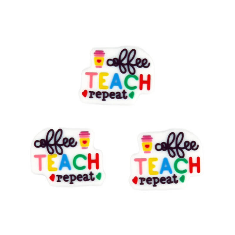 Siliconen kralen - Coffee Teach Repeat