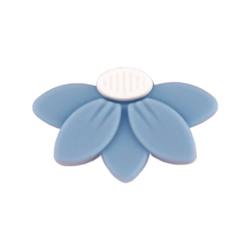 Siliconen Kralen - Halve Daisy/Bloem - Middel Poeder Blauw