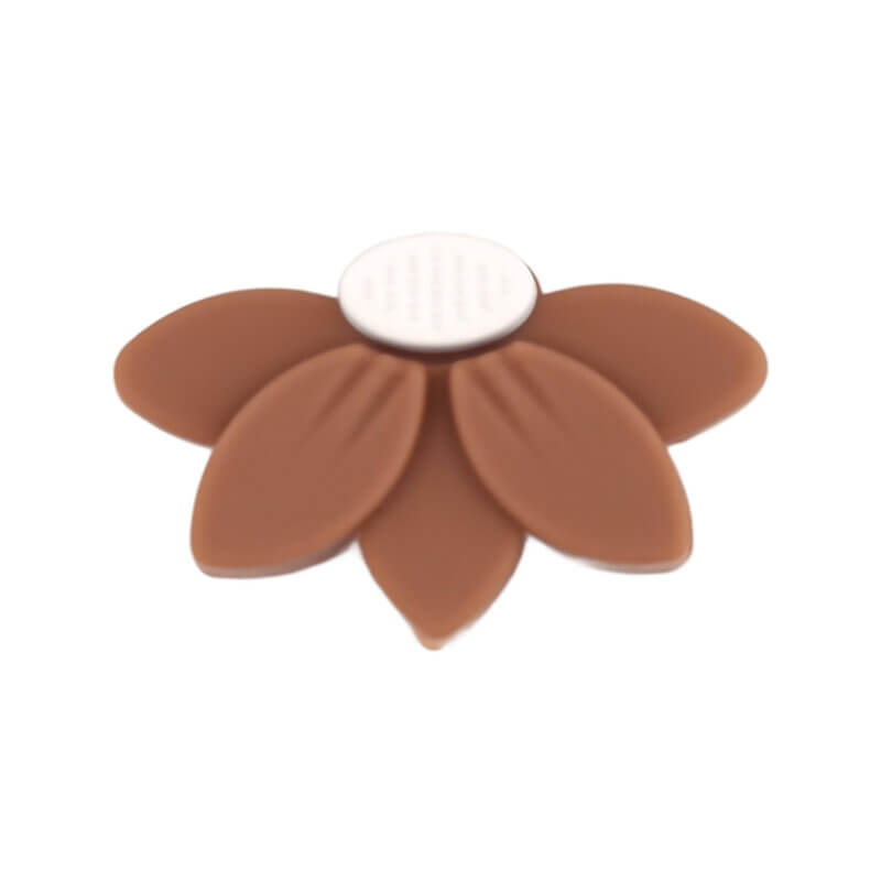 Siliconen Kralen - Halve Daisy/Bloem - Milk Chocolate