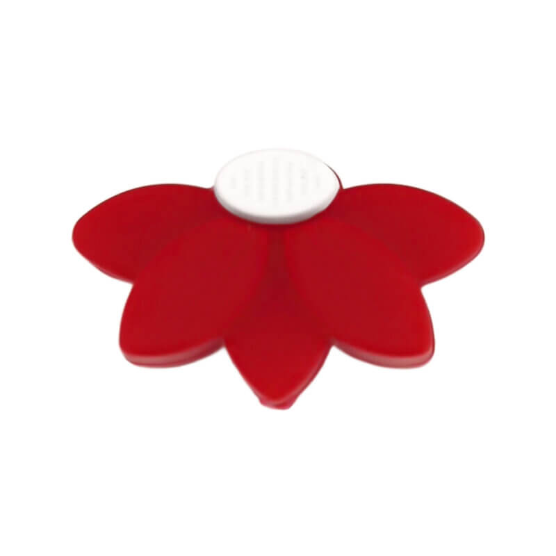 Siliconen Kralen - Halve Daisy/Bloem - Bloed Rood