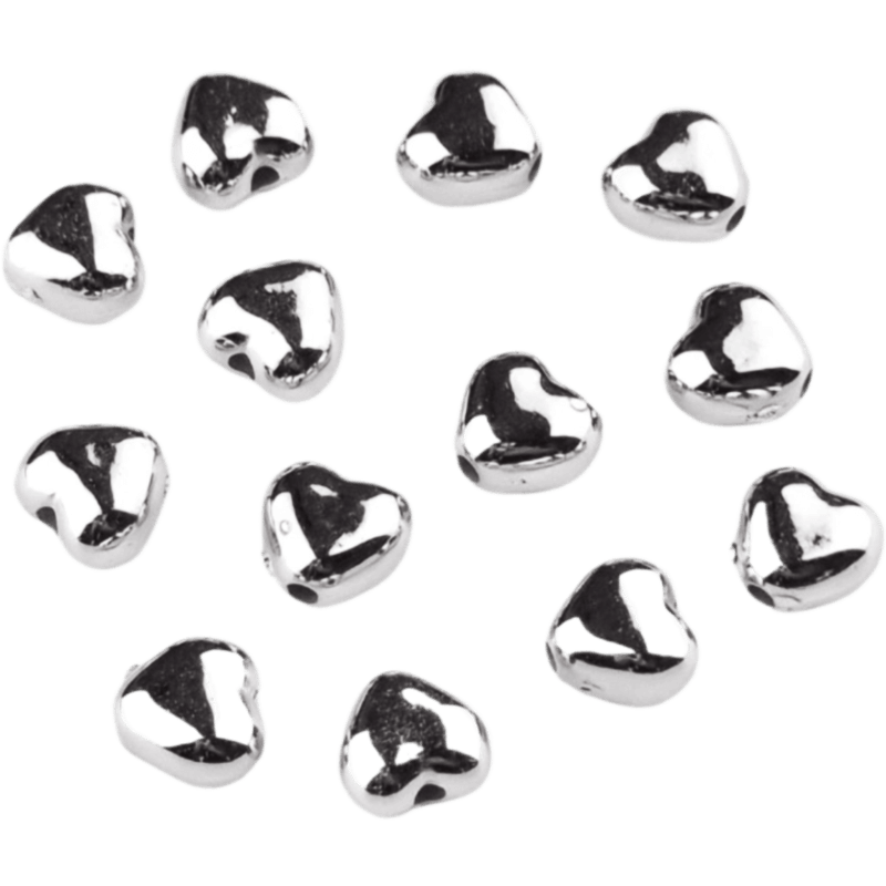 Acryl kralen - Hartje - 6 mm - Zilver
